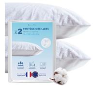 Lazy Bear Home | Protège-Oreiller 50x70 Imperméable Lot de 2| sous-Taie Oreiller 50 x 70 avec Fermeture Éclair | Surface Eponge Coton Absorbant | Anti acarien | Marque FR, Fabriqué UE