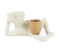 Lazy Guy Pot de fleurs pour intérieur ou extérieur - Pot de fleurs amusant pour plantes d'intérieur et d'extérieur - Pot de fleurs - Pot de fleurs allongé en résine - Décoration d'intérieur (jaune)