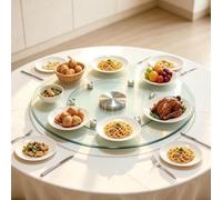 Lazy Susan Plateau Rotatif En Verre Plateau Tournant Pour Table À Manger | Grand Plateau De Service Rotatif Rond Assiette De Service Rotative Antidérapant Avec Roulement Silencieux(80cm/31in)