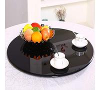 Lazy Susan Plateau tournant en verre trempé noir pour table de cuisine et de salle à manger, centre de table, diamètre réglable, 6,216 cm, parfait pour le divertissement et l'hébergement
