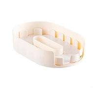 Lazy Susan Plateau tournant pour condiments, 33 x 21,6 x 7,3 cm, bac de rangement en PET transparent avec plateau amovible pour un accès facile dans l'armoire du réfrigérateur (beige)