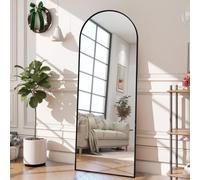 Lazyspace Miroir Complet arqué 162 x 53 cm, HD Verre Trempé, Noir avec Cadre en Alliage D'aluminium, Grand Miroir sur Pied Longueur, Bombé et Suspendu, Elliptique pour Chambre Garde Robe Salon Entrée