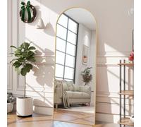 Lazyspace Miroir Complet arqué 165 x 60 cm, HD Verre Trempé, Doré avec Cadre en Alliage D'aluminium, Grand Miroir sur Pied Longueur, Bombé et Suspendu, Elliptique pour Chambre Garde Robe Salon Entrée