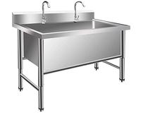 LBONG Évier en Acier Inoxydable Indépendant, Cuisine Commercial à 1 Compartiment,Bac à Linge Extra Profond,Évier de Bol Unique Utilitaire(100X60X80cm/39.3X23.6X31.4in,15.7" Deep)