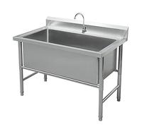 LBONG Extérieur Évier De Jardin,Bac à Linge Extra Profond sur Pied avec Support Cuisine Plonge Inox, Evier Buanderie(120X60X80cm/47.2X23.6X31.4in)