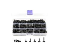 LBY Assortiment de 900 vis autotaraudeuses à tête bombée Phillips M2.3 M2.6 M3, vis à tête bombée avec rondelle, 9 tailles de vis autotaraudeuses en acier au carbone noir