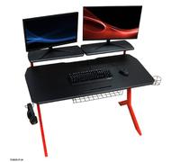 LC Power Gaming Desk Black/Red Carbon Metal Frame Red, 92,5 X 130 X 70,