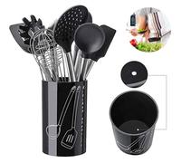 LCC 9pcs ustensiles de cuisine en silicone avec porte-ustensiles de cuisine ensemble de cuillères à spatule de cuisine