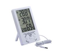 LCD Thermomètre Numérique avec Sonde，Hygromètre Intérieur et Extérieur，Moniteur Température Humidité-(Blanche)