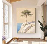 LCDIUDIU Peinture À L'Huile Sur Toile Représentant Un Arbre de Vie Peint À La Main, Paysage Marin Texturé Minimaliste, Décoration Murale pour Salon, 100 X 150 cm (40 X 60 Pouces).