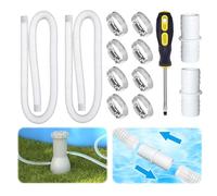 LCUHAVA Tuyau Piscine 32mm, Tuyau Aspirateur Piscine 2 PCS, Tuyau Pompe Piscine 150 cm, Tuyaux pour Piscine avec manchons, Épaississant Flexible et Étanche, pour Pompe de Filtration et Piscine