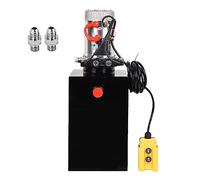 LCyindu Unité d'alimentation hydraulique de 12 V CC - Pompe hydraulique à double effet - Réservoir en métal - Pompe pour remorque à benne basculante - Pour levage de voiture
