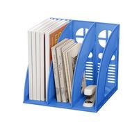 LdawyDE Porte Revue Bureau, 3 Compartiments Porte Revue A4, Bleu | Trieur Vertical Rangement pour Documents, Catalogues & Magazines pour Maison Bureau