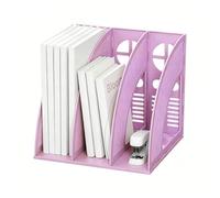 LdawyDE Porte Revue Bureau, 3 Compartiments Porte Revue A4, Trieur Vertical Rangement pour Documents, Catalogues & Magazines pour Maison Bureau (Violet)