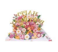 Ldbuejiaja Carte de vœux d'anniversaire exquise, carte d'invitation à fleurs colorées avec cadeau surprise pop-up 3D pour la fête des mères, cartes de bénédiction pliables en papier