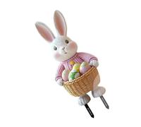 Ldbuejiaja Piquet de jardin pour festival, lapin avec œufs multicolores, décoration de pelouse, ornement en PVC résistant aux intempéries pour fêtes de Pâques, festival de jardin