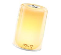 Ldbuejiaja Réveil numérique contemporain avec lampe d'ambiance de couleur réglable pour éclairage de chambre à coucher, design moderne, lampe de chambre d'enfant