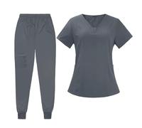 LDDIFHWW Ensemble de Blouse et de sous-chemise pour Infirmières, Vêtement de Travail avec Taille élastique, Lavable En Machine, et Léger, gris, s