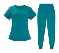 LDDIFHWW Ensemble de Blouse et de sous-chemise pour Infirmières, Vêtement de Travail avec Taille élastique, Lavable En Machine, et Léger, lac bleu, m