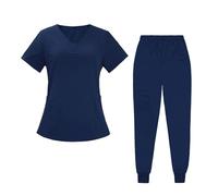 LDDIFHWW Ensemble de Blouse et de sous-chemise pour Infirmières, Vêtement de Travail avec Taille élastique, Lavable En Machine, et Léger, Bleu clair, s