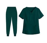 LDDIFHWW Ensemble de Blouse et de sous-chemise pour Infirmières, Vêtement de Travail avec Taille élastique, Lavable En Machine, et Léger, Vert, s