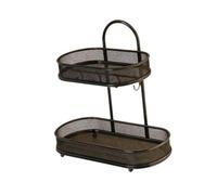 LDDIFHWW Organisateur de Maquillage Étagère Cosmétique Plateau Rangement Métal Double Niveau Grande Capacité Convient pour Salle de Bain Chambre Cuisine, Noir