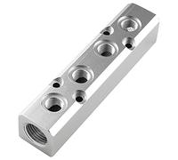 LDEXIN Bloc de distribution d'air pneumatique à 4 voies, collecteur d'air comprimé, coupleur d'air rapide pour compresseur d'air pneumatique, argenté