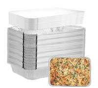 LDHHYH 100 Pièces Barquette Aluminium 850 ml avec Couvercle, Plateau Jetable pour Cuisson Four, Barbecue Cuisine et Plats à Emporter, Format 21,3 x 14,3 x 4,3 cm