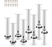 LDHHYH 8 Pièces Pied de Meuble Hauteur Réglable 18 à 30 cm, Support Blanc avec 32 vis M4x20, Pieds Télescopiques Ronds pour Armoire Canapé Lit Table et Meuble TV