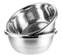 LDHHYH Lot de 2 passoires et bols en acier inoxydable de 26 cm - Passoire de cuisine - Passoire à pâtes - Bol à riz - Bol empilable en acier inoxydable pour légumes, fruits, pâtes, riz