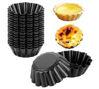 LDHHYH Lot de 20 Moules à Tartelettes, Moule Tartelette et Moule à Tarte aux Œufs en Acier au Carbone 6,5 cm pour Pâtisserie, Quiche, Cupcakes et Cuisson Maison