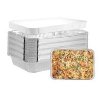LDHHYH Lot de 40 barquettes aluminium avec couvercle 2200 ml, plats de cuisson jetables 30,5 x 21,5 x 3 cm pour four, congélation, lasagnes, barbecue et repas à emporter