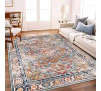 Ldiuttu Tapis pour salon, 70 x 140 cm, tapis d'entrée, lavable, antidérapant, rectangulaire, pour salle à manger, chambre à coucher, bleu traditionnel vintage