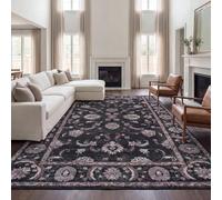 Ldiuttu Tapis Salon 70x140cm Tapis Chambre Antidérapant Intérieur Doux Lavable Moquette pour Salle à Entrée Manger Bureau Traditional Black
