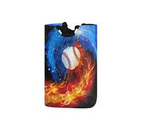 LDIYEU Baseball De Feu Grand Panier à Linge Pliage Étanche Rangement Corbeille à Linge avec Poignées pour Maison Buanderie