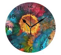 LDIYEU Basket-Ball De Feu d'art Pendule Murale Décoratif Moderne Horloge de Mur Circulaire Silencieuse horloges pour Enfant Garçons Le Bureau à Domicile Salon Cuisine Chambre école Décor