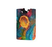LDIYEU Basket-Ball De Feu Grand Panier à Linge Pliage Étanche Rangement Corbeille à Linge avec Poignées pour Maison Buanderie