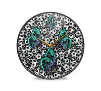 LDIYEU Boule Papillon Murale Décoratif Moderne Horloge de Mur Circulaire Silencieuse Horloges pour Enfant Garçons Le Bureau à Domicile Cuisine Chambre école Décor(9.5In 11.9In)