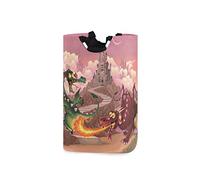 LDIYEU Château De Dragon De Feu Grand Panier à Linge Pliage Étanche Rangement Corbeille à Linge avec Poignées pour Maison Buanderie