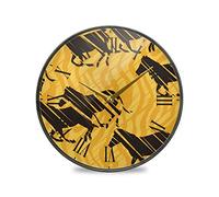 LDIYEU Cheval De Course Jaune Murale Décoratif Moderne Horloge de Mur Circulaire Silencieuse Horloges pour Enfant Garçons Le Bureau à Domicile Cuisine Chambre école Décor(9.5In 11.9In)