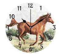 LDIYEU Cheval De Course Pendule Murale Décoratif Moderne Horloge de Mur Circulaire Silencieuse horloges pour Enfant Garçons Le Bureau à Domicile Salon Cuisine Chambre école Décor