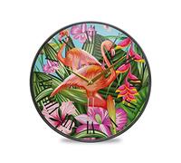LDIYEU Feuille d'arbre Animal Flamant Tropical Décoratif Horloge de Mur Circulaire Silencieuse pour Garçons Filles Le Cuisine école Horloges Décor Bureau à Domicile