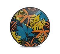 LDIYEU Feuille De Palmier Arbre Tropical Décoratif Horloge de Mur Circulaire Silencieuse pour Garçons Filles Le Cuisine école Horloges Décor Bureau à Domicile