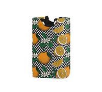 LDIYEU Fruit Jaune Orange Floral Grand Panier à Linge Pliage Étanche Rangement Corbeille à Linge avec Poignées pour Maison Buanderie