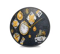 LDIYEU Horloge Boule De Noël Tour Murale Décoratif Moderne Horloge de Mur Circulaire Silencieuse Horloges pour Enfant Garçons Le Bureau à Domicile Cuisine Chambre école Décor(9.5In 11.9In)