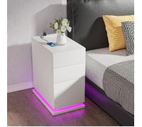 LDSZXNE Table de Chevet a LED ,Table de Nuit USB en Bois Commode de Chevet pour Chambre à Coucher Salon Bureau Moderne