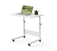 LDSZXNE Table Roulant de Lit Canapé pour Ordinateur Portable Hauteur Réglable Table d'appoint avec 4 roulettes 60x40cm Blanc
