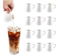 LDXDRU 12 Pièces Pichet Lait Céramique 60 ml, Pot A Lait Mini avec Anse 6 cm, 4,8 x 4,1 cm, Sauciere pour Café Sauce Dessert Buffet Maison Restaurant Service