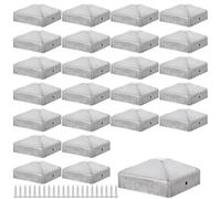 LDXDRU Lot de 24 capuchons de poteau 7 x 7 cm - chapeau de poteau 70 x 70 mm - support poteau, Poteaux de clôture en métal galvanisé - En forme de pyramide