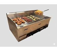 Le Barbecue Gaulois Plancha Gaz avec Friteuse, Combiné en Inox, 14400W, Butane/Propane